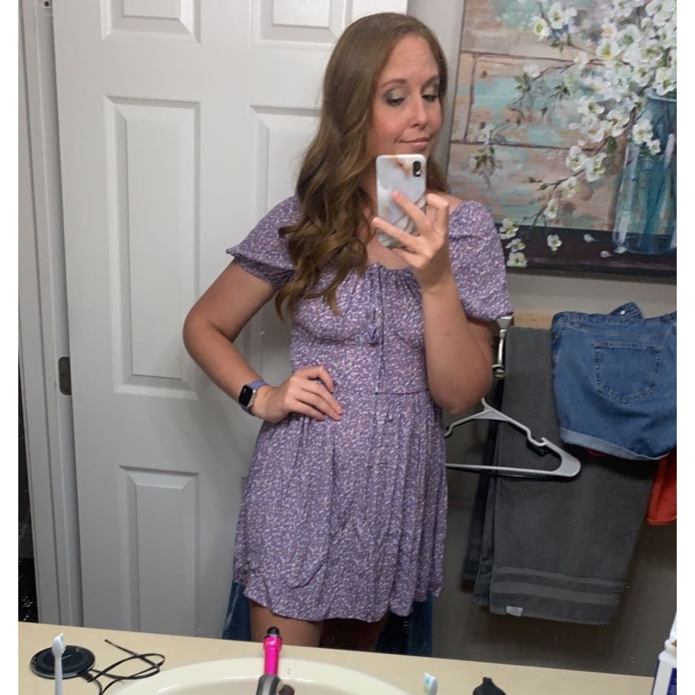 Forever 21 Purple Floral Mini Dress-Lg - Picture 1 of 6